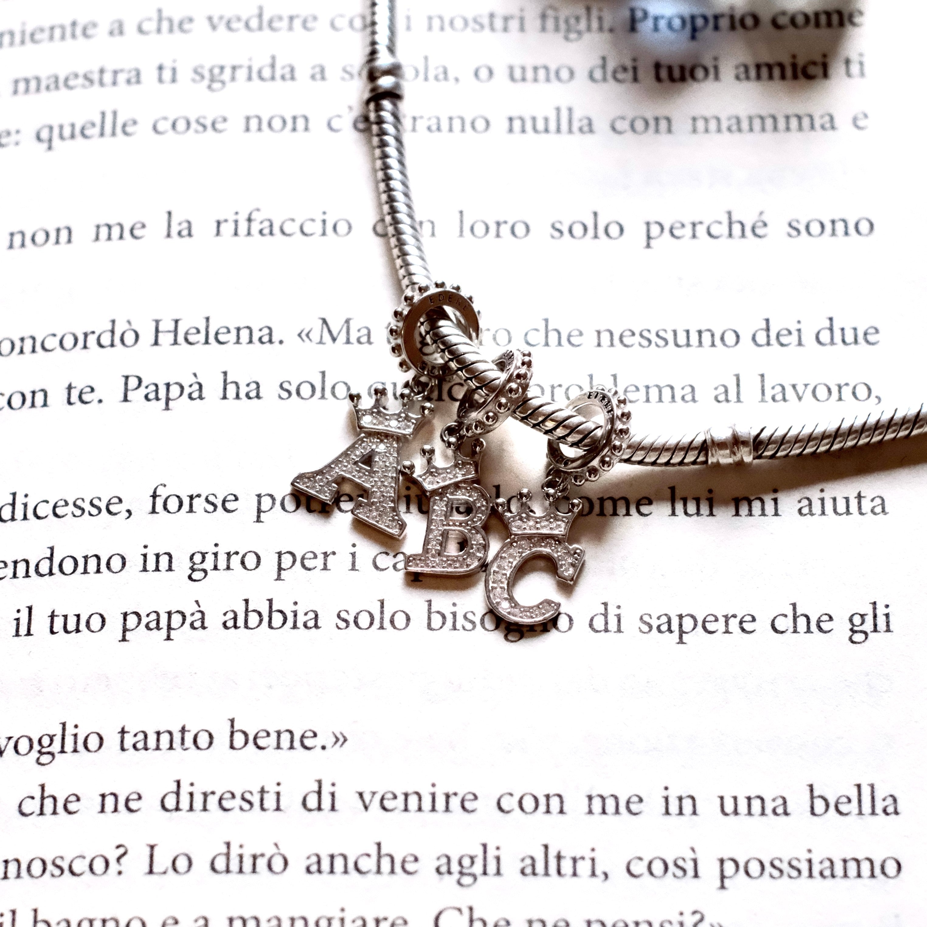 Ciondolo Lettera H In Argento 925 Con Zirconi – Per Bracciale O Collana, Rodinato, Confezione Regalo